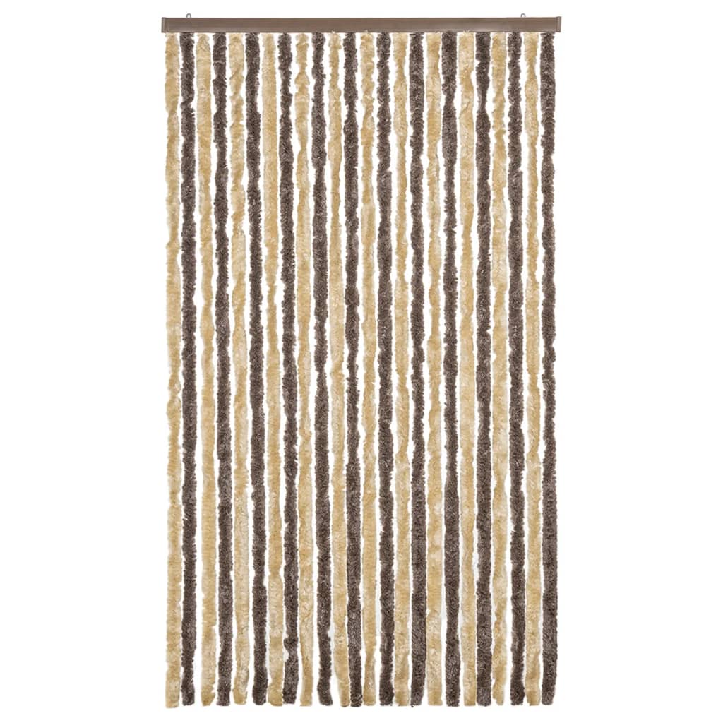 Vidaxl Fly Vorhang 100x220 cm Chenille Dunkelbraun und Beige