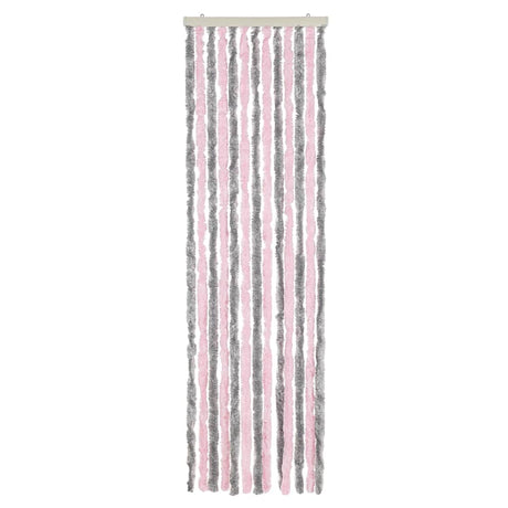 Vidaxl vliegengordijn 56x185 cm chenille zilvergrijs en roze