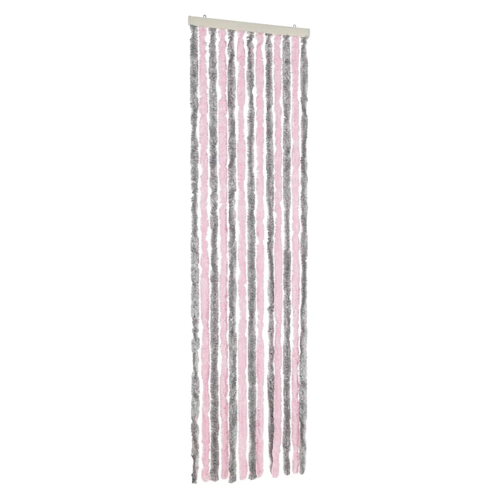 Vidaxl vliegengordijn 56x200 cm chenille zilvergrijs en roze