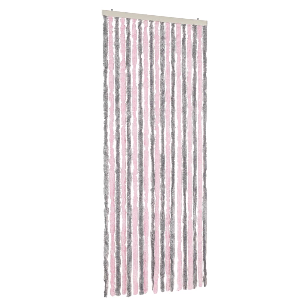 Vidaxl Fly Curtain 56x200 cm Chenille sølvgrå og rosa