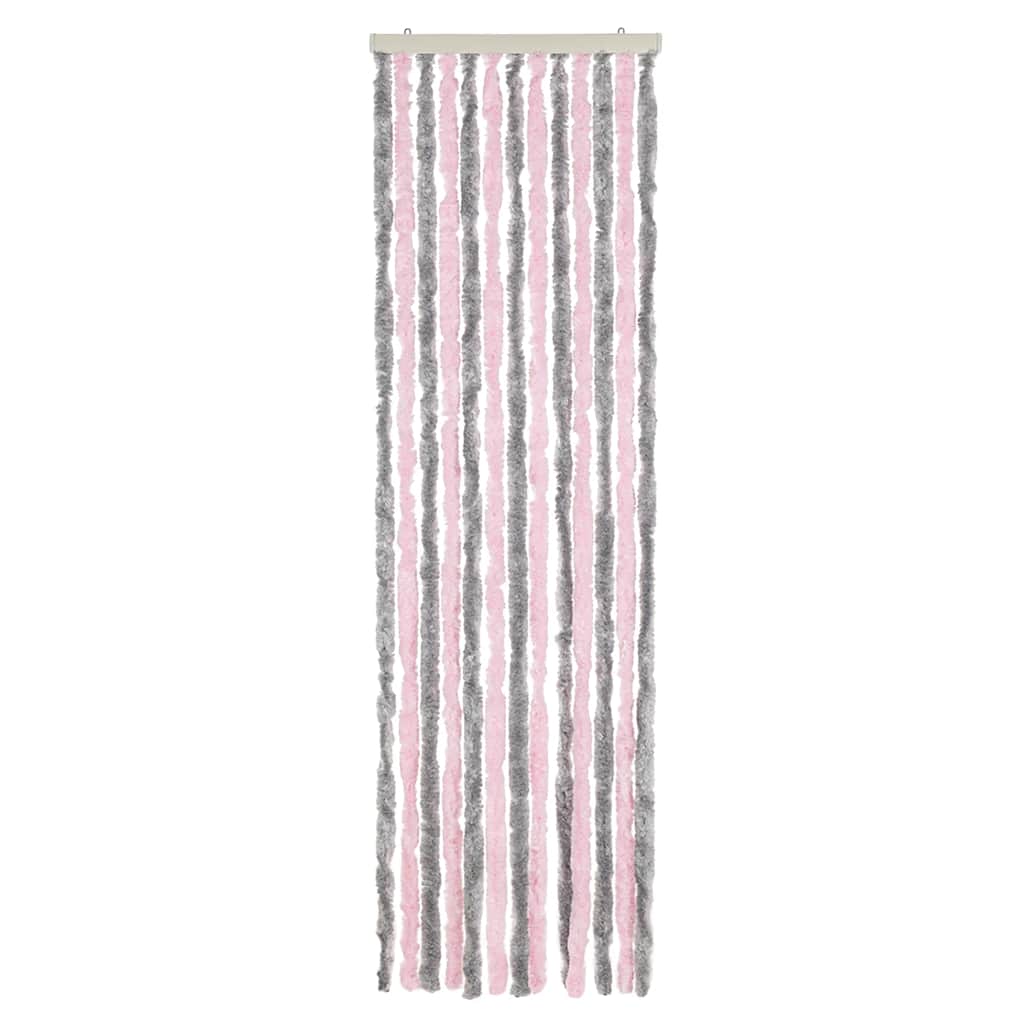 Vidaxl vliegengordijn 56x200 cm chenille zilvergrijs en roze