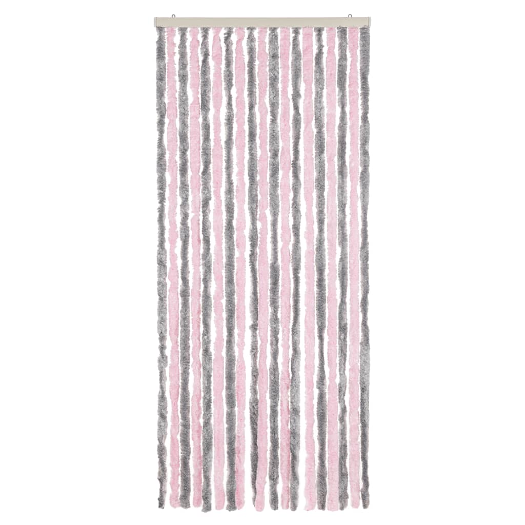 Vidaxl Fly Curtain 56x200 cm Chenille sølvgrå og rosa