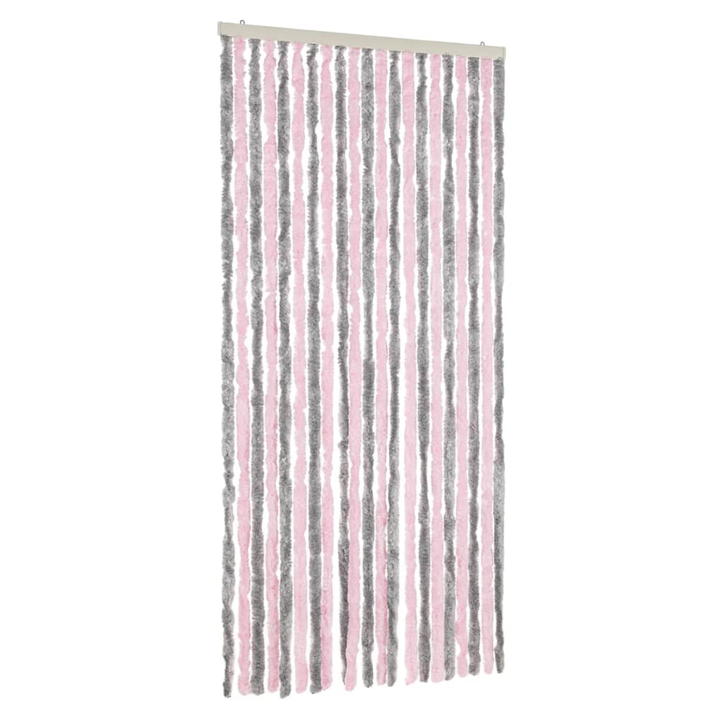 Vidaxl Fly Curtain 90x200 cm Chenille sølvgrå og rosa