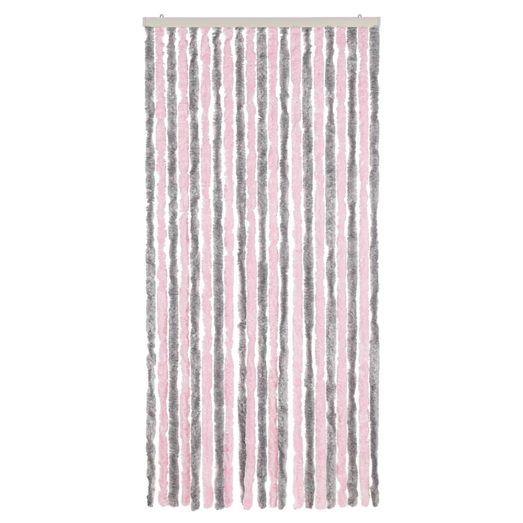 Cortina de mosca Vidaxl 90x200 cm chenille plateado gris y rosa