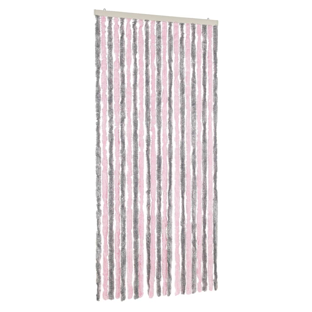 Vidaxl Fly Curtain 90x220 cm CHENILLE Silver Gris et rose