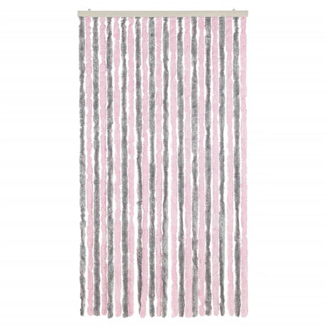 Vidaxl vliegengordijn 100x220 cm chenille zilvergrijs en roze