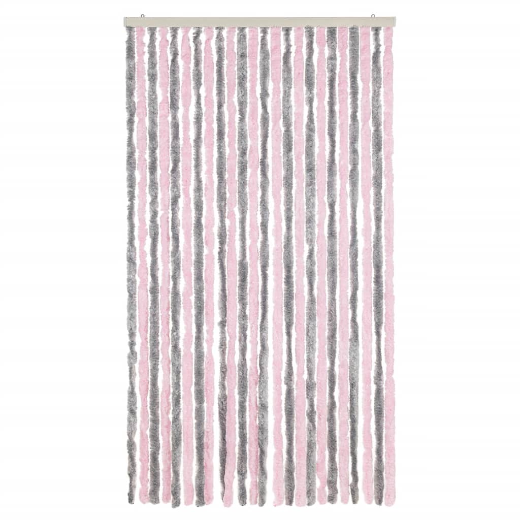 Vidaxl Fly Cundain 100x220 cm Chenille Silver Grey and Pink