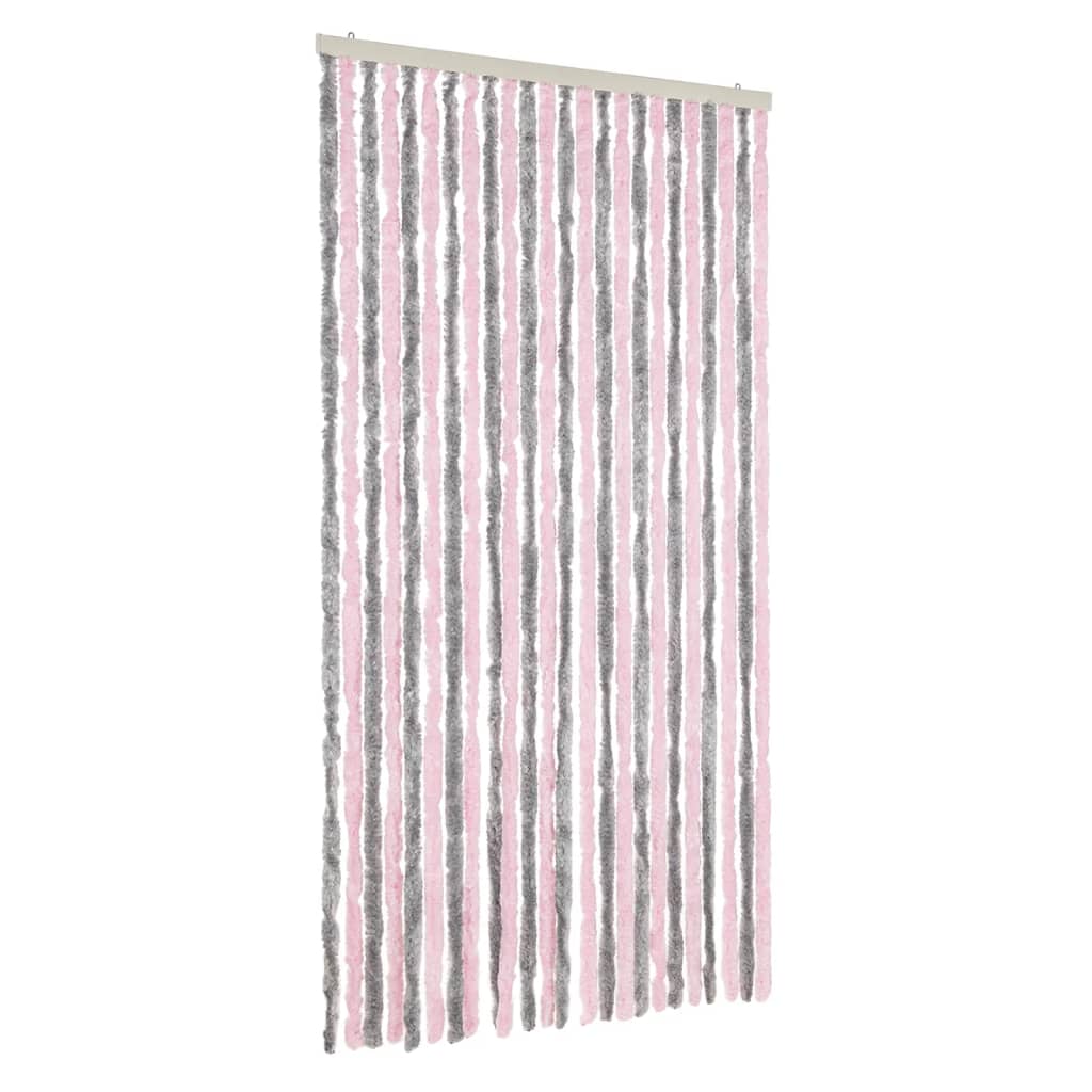 Vidaxl Fly Curtain 100x230 cm CHENILLE Silver Gris et rose