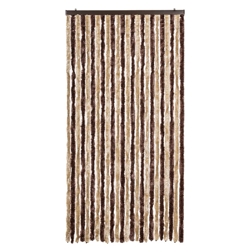 Vidaxl Fly Curtain 100x200 cm Chenille beige e marrone chiaro