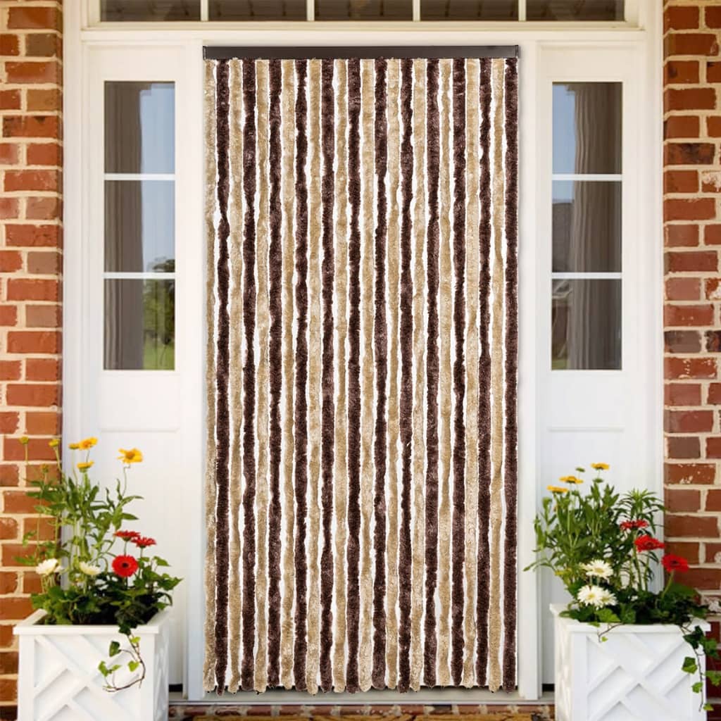 Vidaxl Fly Curtain 100x200 cm Chenille Beige och Light Brown