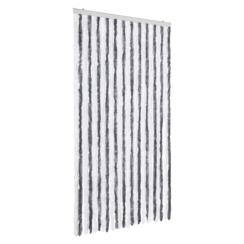 Vidaxl Fly Curtain 100x200 cm Chenille Grey and White