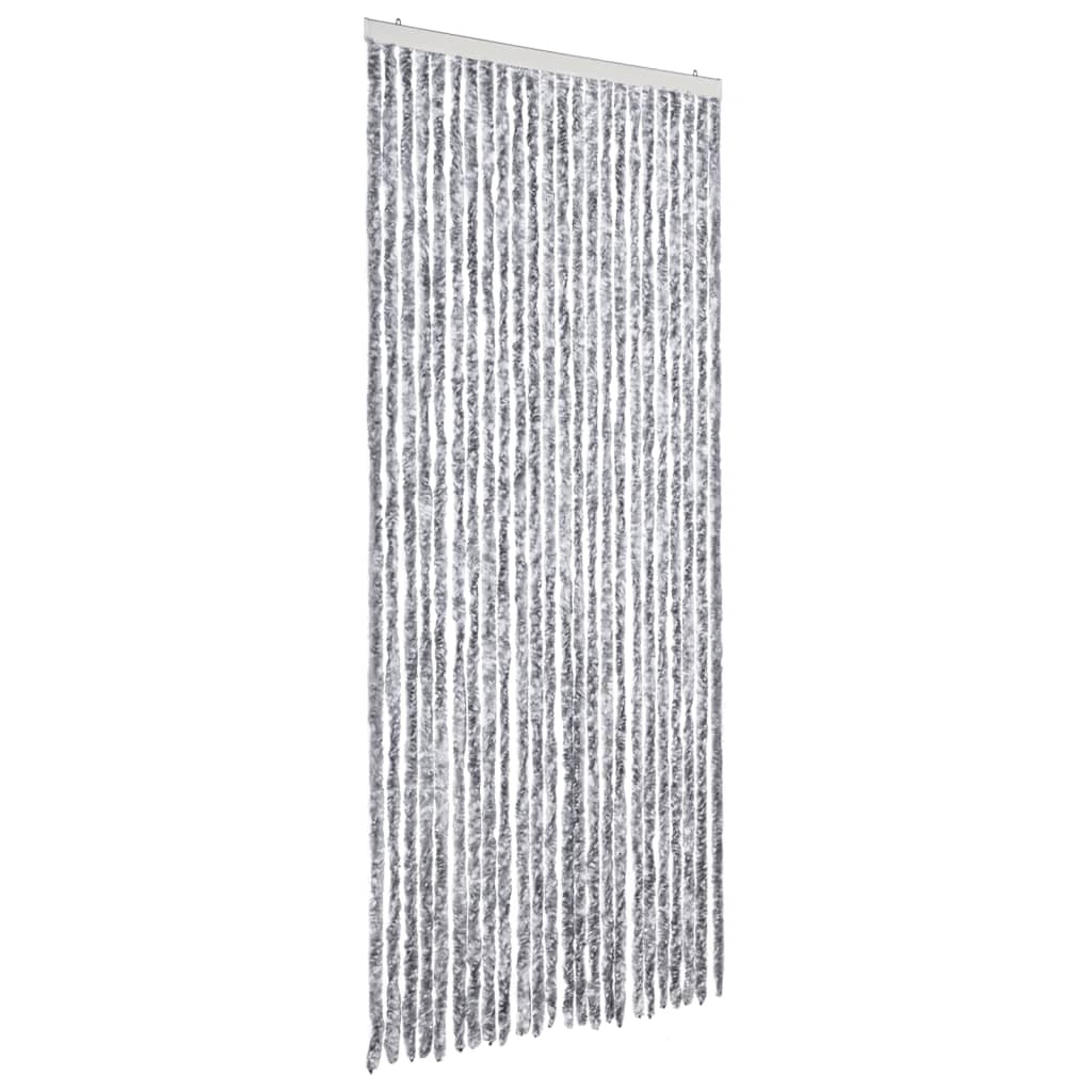 Cortina de mosca Vidaxl 100x230 cm chenille blanco y gris