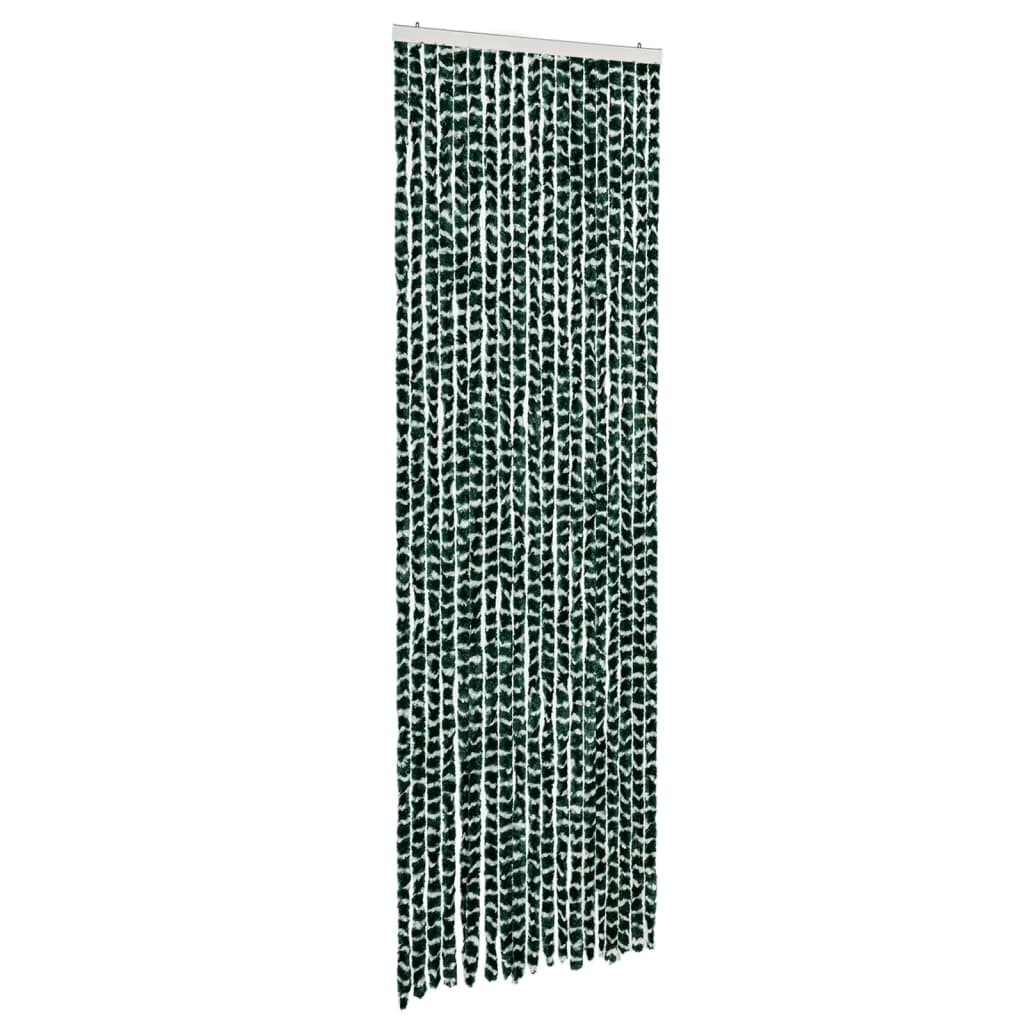 Vidaxl Fly Curtain 56x200 cm Chenille verde e bianco