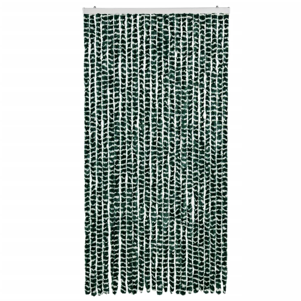 Cortina de mosca Vidaxl 100x200 cm chenille verde y blanco