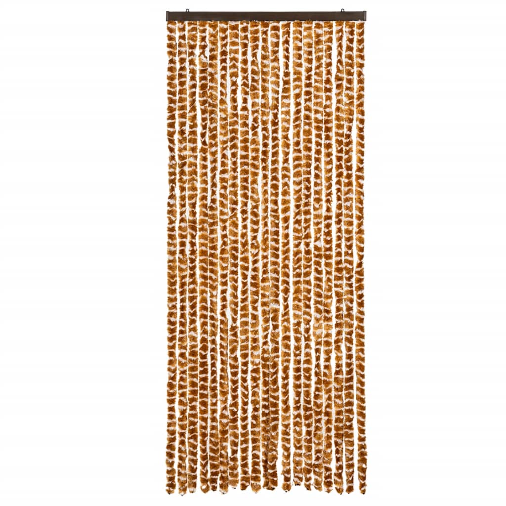 Vidaxl Fly curtain 56x200 cm Chenille ocher and white