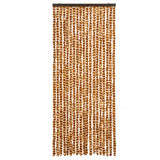 Vidaxl Fly Curtain 56x200 cm Chenille Ocher and White