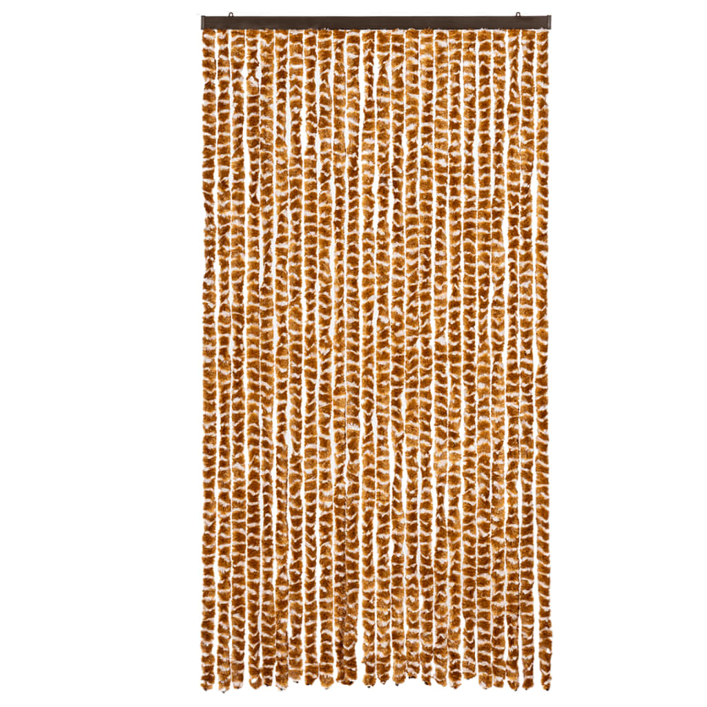 Vidaxl Fly Curtain 100x200 cm Chenille Ocher and White