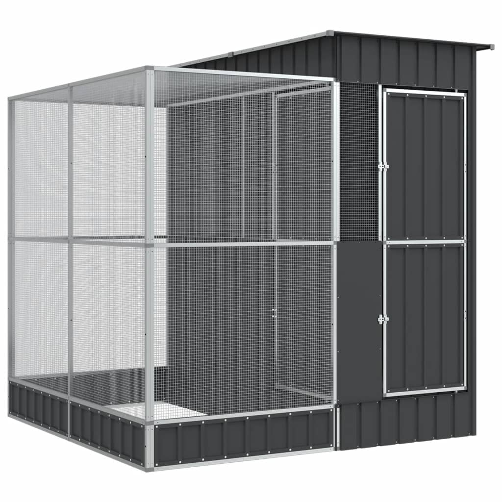 Vidaxl aviary with extension 209x203x216 cm steel silver colored