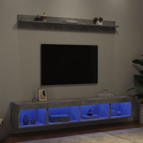 Vidaxl 5-delige tv-wandmeubelset met led bewerkt hout betongrijs
