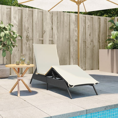 Vidaxl ligbed met kussen poly rattan zwart