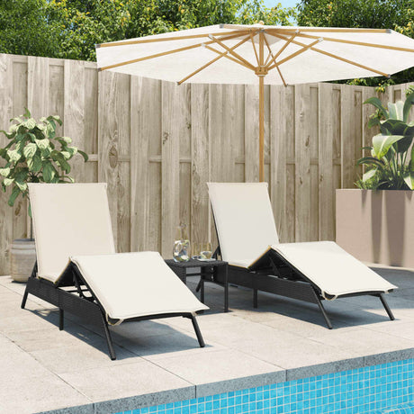 Vidaxl ligbedden 2 st met tafel poly rattan zwart