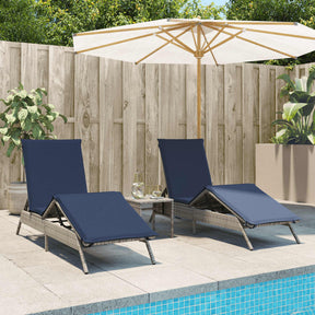 Vidaxl ligbedden 2 st met tafel poly rattan grijs (alleen vs)
