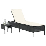 Vidaxl ligbed met tafel en kussen poly rattan zwart
