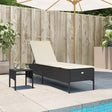 Vidaxl ligbed met tafel en kussen poly rattan zwart