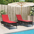 Vidaxl ligstoelen 2 stuks met tafel bruin poly rotan