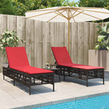 Vidaxl ligstoelen 2 stuks met tafel bruin poly rotan