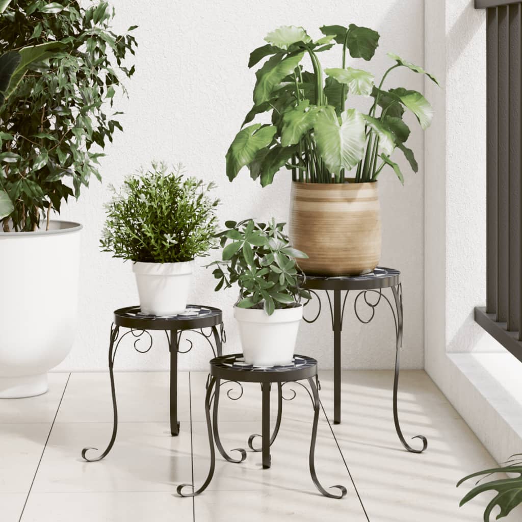 VidaXL Plant Standards 3 St Ceramic Black and White