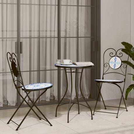 Vidaxl bistrotafel ø 50x70 cm keramiek blauw en wit