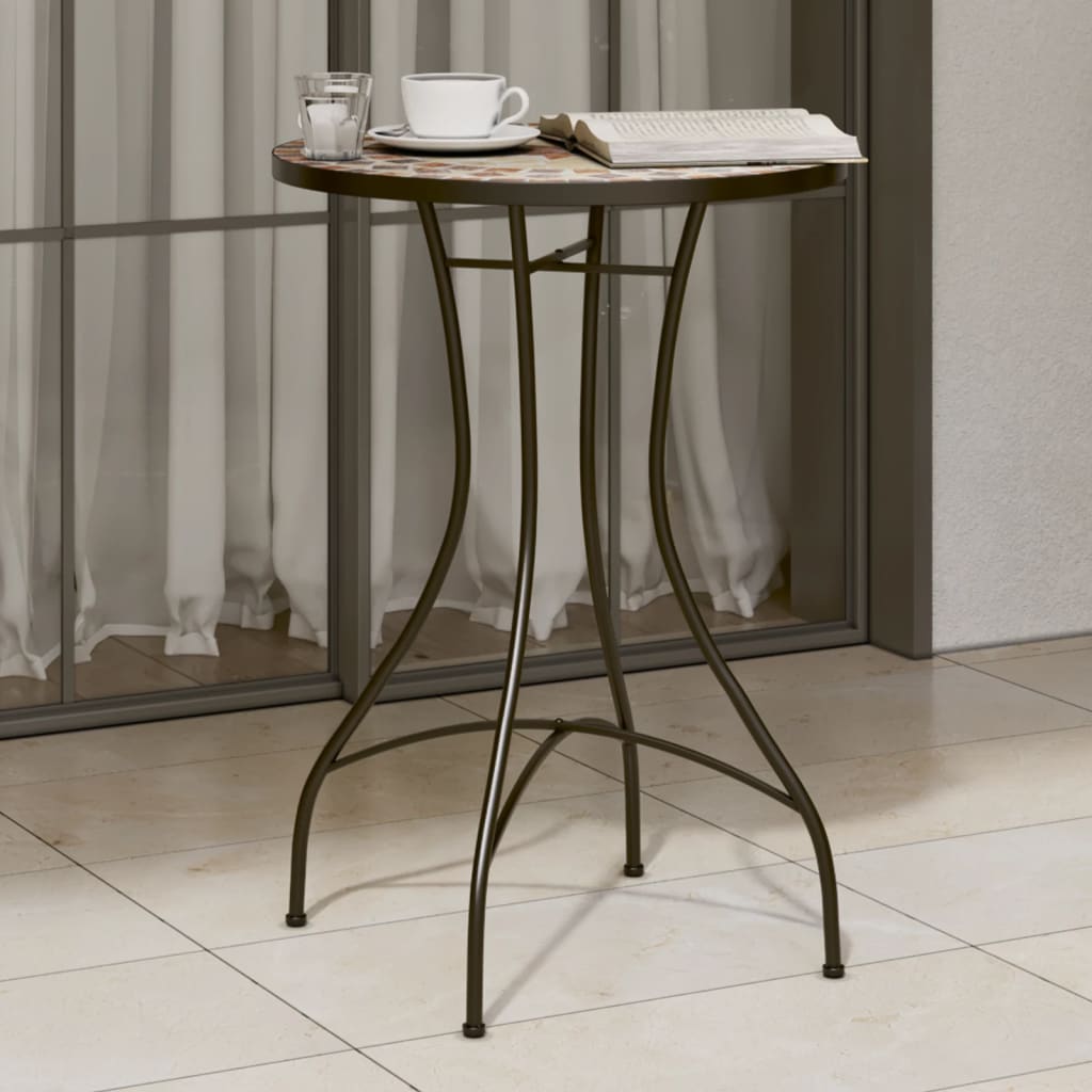 Vidaxl bistrotafel mozaïek ø50x70 cm keramiek terracottakleurig en wit