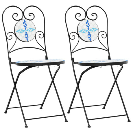 Vidaxl opklapbare stoelen (2 stuks) blauw-wit keramiek