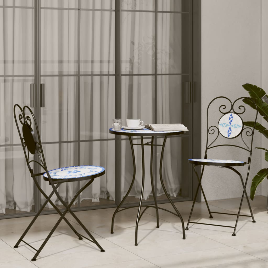 Vidaxl opklapbare stoelen (2 stuks) blauw-wit keramiek