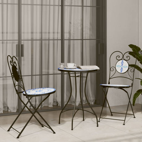 Vidaxl opklapbare stoelen (2 stuks) blauw-wit keramiek