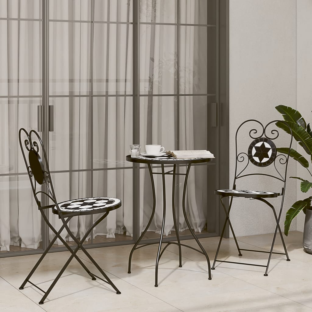 Vidaxl opklapbare stoelen, 2 stuks, zwart-wit keramiek