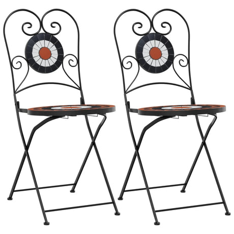 Vidaxl opklapbare stoelen, 2 stuks, terracotta en wit keramiek