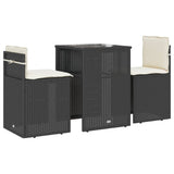 Vidaxl 3-delige bistroset met kussens poly rattan zwart