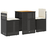 Vidaxl 3-delige bistroset met kussens poly rattan zwart