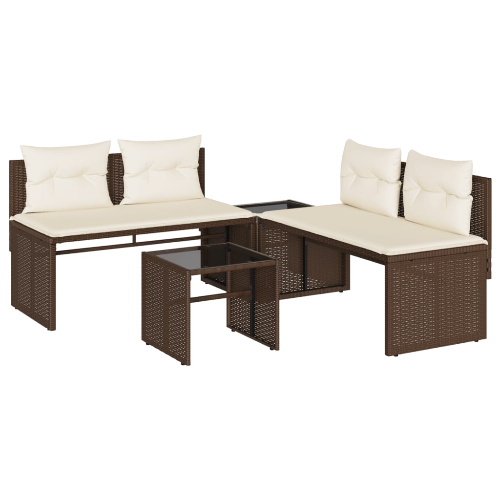Vidaxl 4-delige loungeset met kussens poly rattan bruin