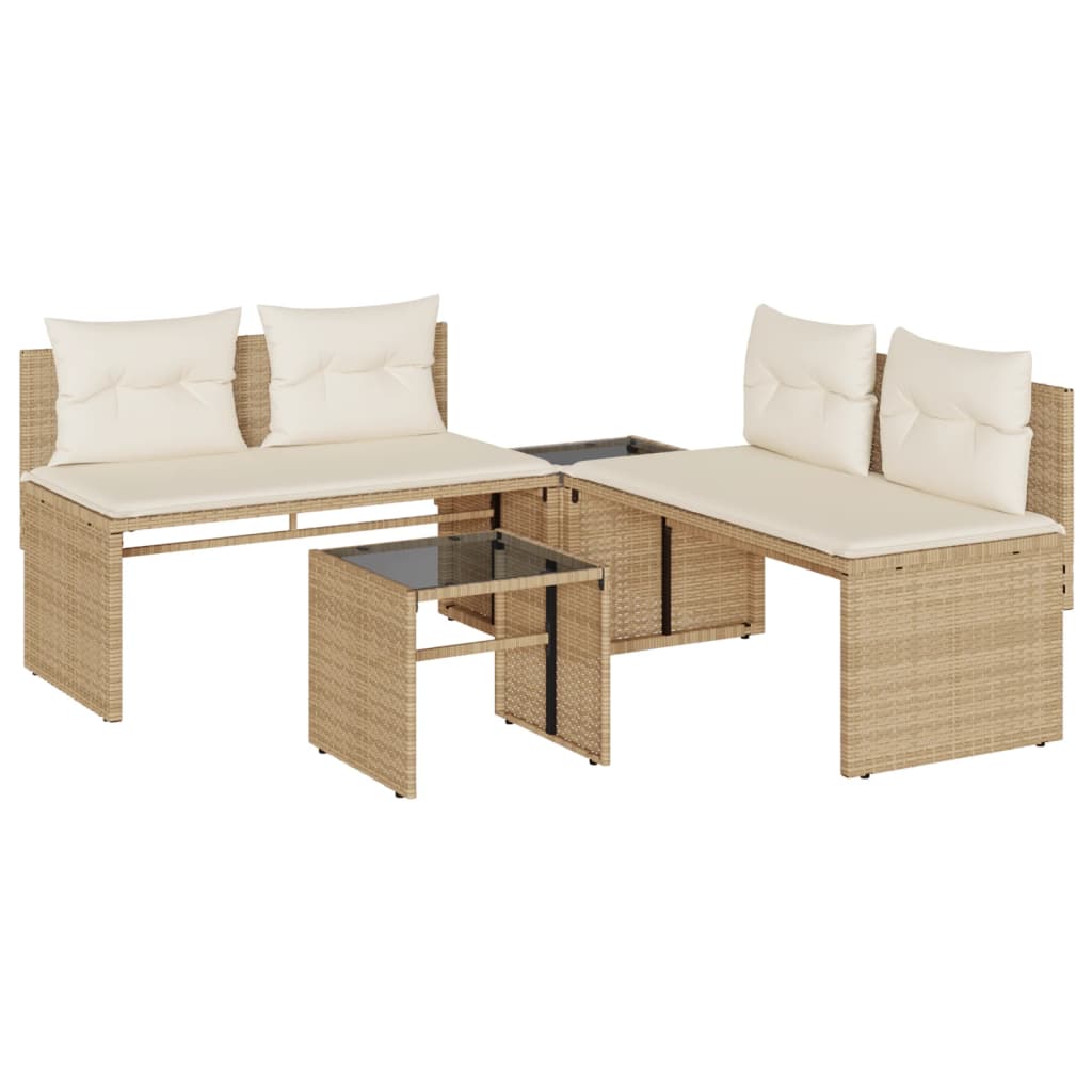 Vidaxl 4-delige loungeset met kussens poly rattan beige