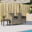 Vidaxl tuinbank 2-zits met tafel en kussens poly rattan grijs