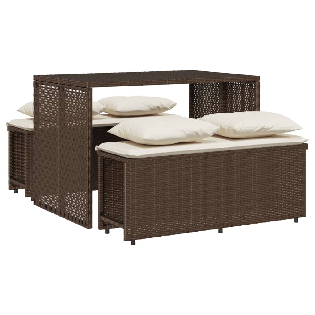 Vidaxl 3-delige tuinset met kussens poly rattan bruin