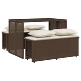 Vidaxl 3-delige tuinset met kussens poly rattan bruin
