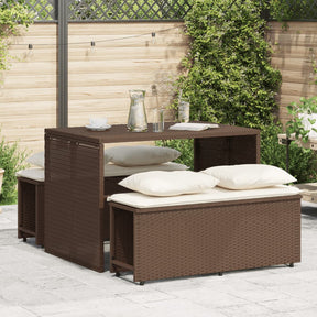 Vidaxl 3-delige tuinset met kussens poly rattan bruin