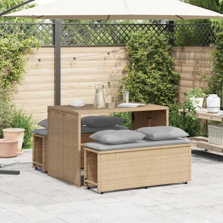 Vidaxl 3-delige tuinset met kussens poly rattan beige