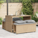 Vidaxl 3-delige tuinset met kussens poly rattan beige