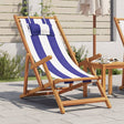 Vidaxl opklapbare stoel blauw en wit, massief eucalyptushout en stof.