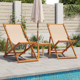 Vidaxl opklapbare stoel, beige, massief eucalyptushout en stof.